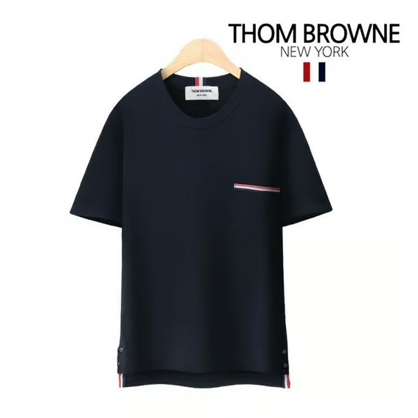 THOM BROWNE 톰브라운 시그니처 라운드넥 반팔 티셔츠
