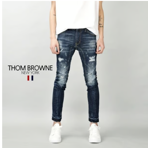 THOM BROWNE 톰브라운 마린 스트레이트 데님진