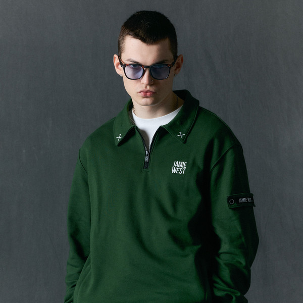 【JAMIEWEST GOLF】 Collar Patch Half Zip-up Sweatshirts Collar Patch Half Zip-up Sweatshirts (BK) : JAMIE WEST