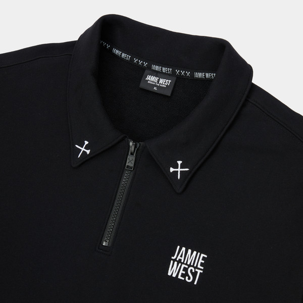 【JAMIEWEST GOLF】 Collar Patch Half Zip-up Sweatshirts Collar Patch Half Zip-up Sweatshirts (BK) : JAMIE WEST