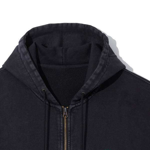 SMILE cotton hoodie Zip-Up [pigment black] : THE IDENTITY