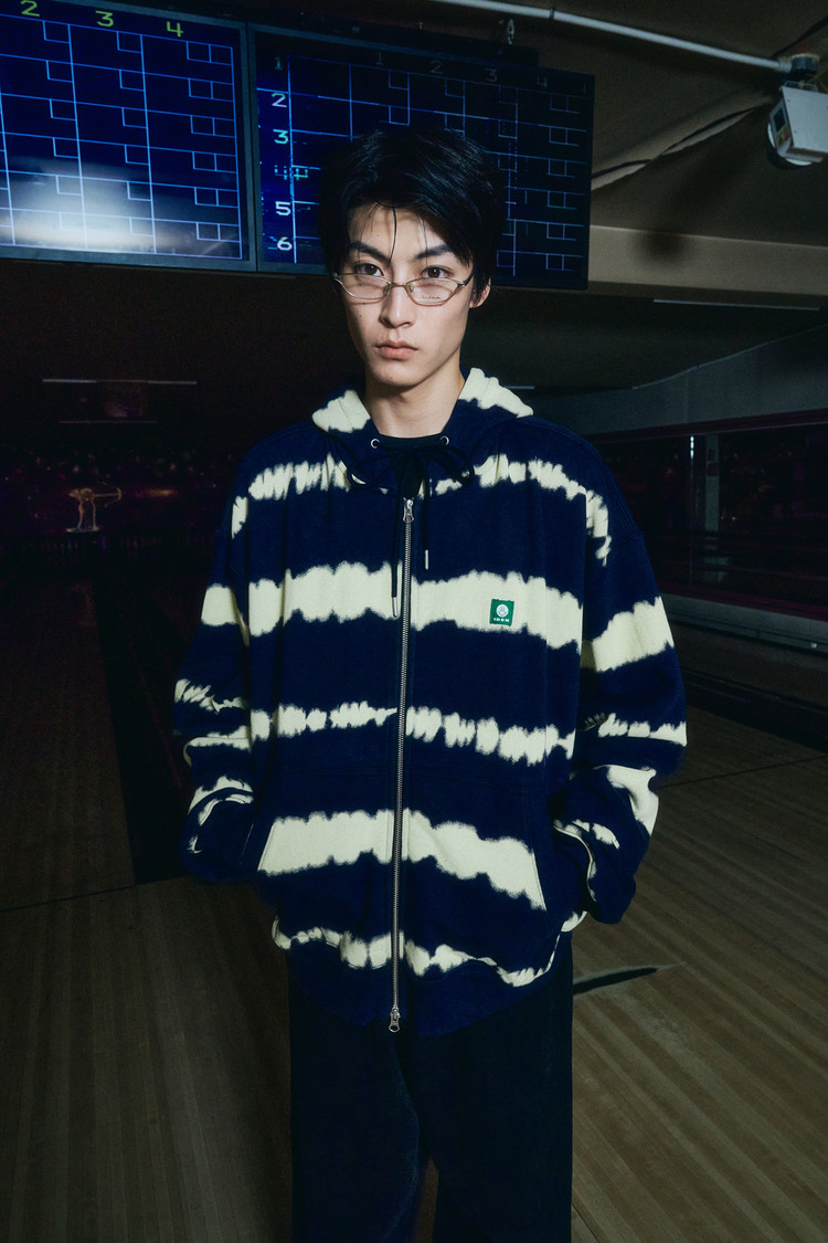 SMILE cotton hoodie Zip-Up [tie-dye blue] : THE IDENTITY