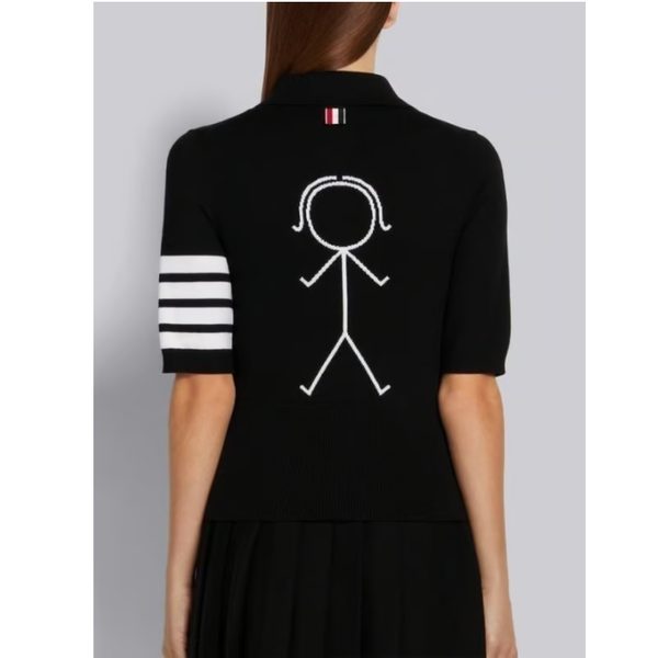 THOM BROWNE 톰브라운 휴먼 카라 반팔 니트