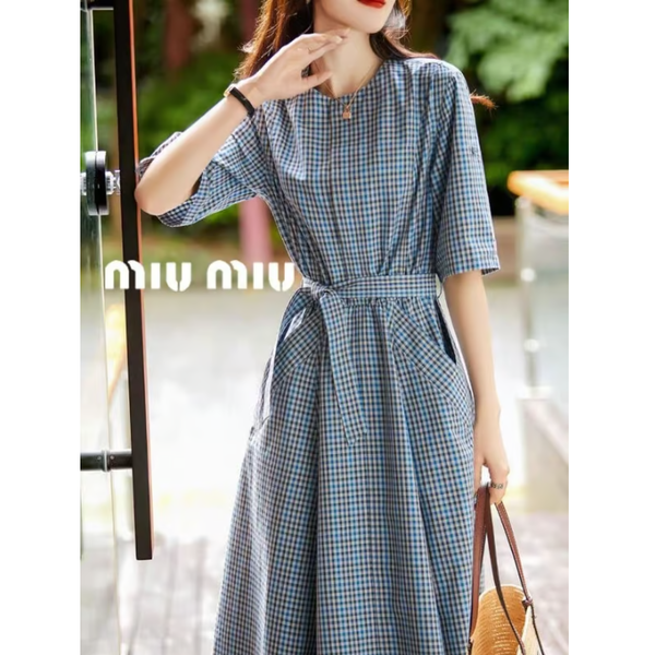 MIUMIU 미우미우 블루체크포켓OPS