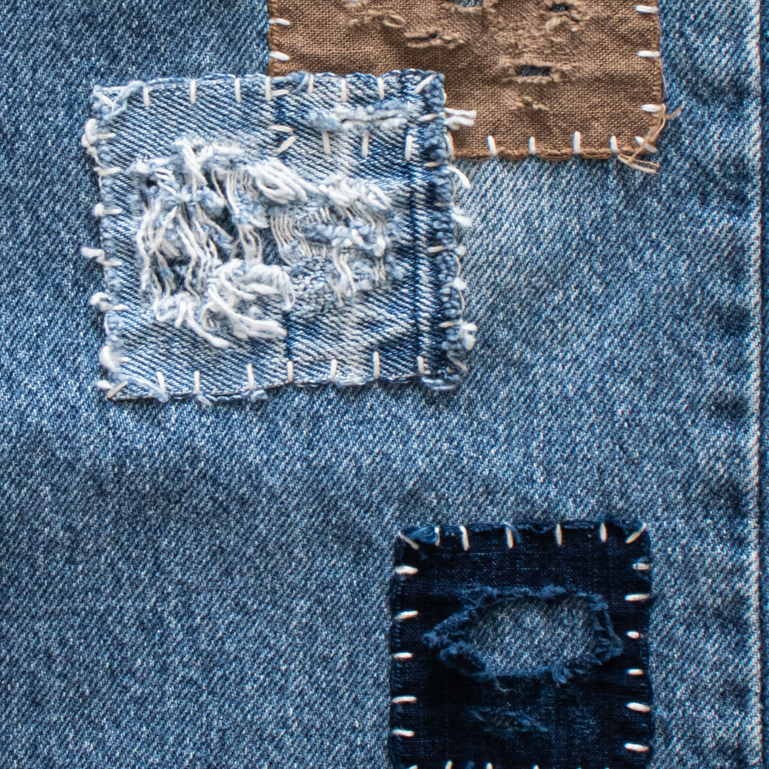 NO.167 DISTRESSED PATCHWORK JEANS : twostandard