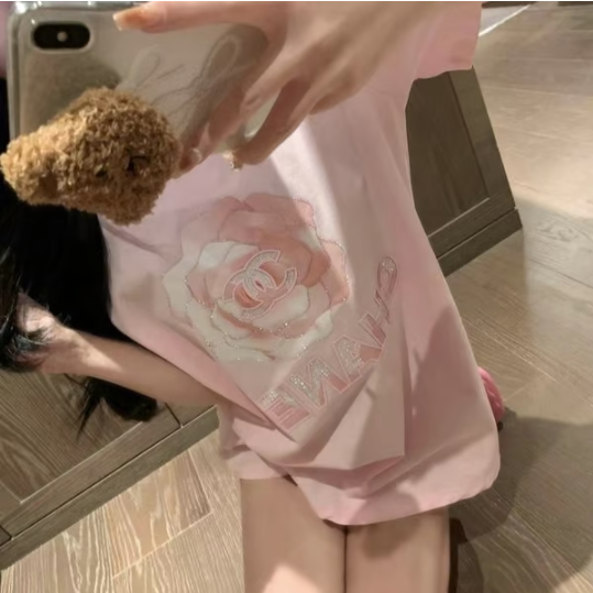 CHANEL 샤넬 로즈 비즈 라운드티