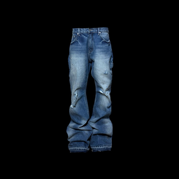 【EMOstanceclub】COATED CARPENTER WIDE BAGGY JEANS / BLK EMOstanceclub EMOstance Club SS25 COATED CARPENTER WIDE
