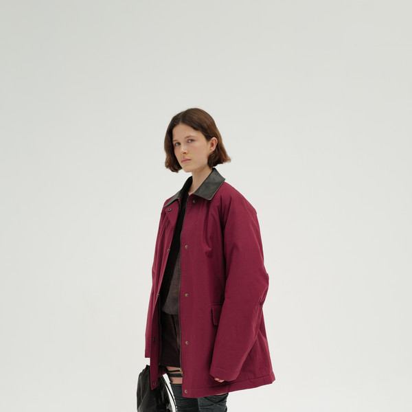 Coated cotton work jacket (wine / brown / black) : MONOHA