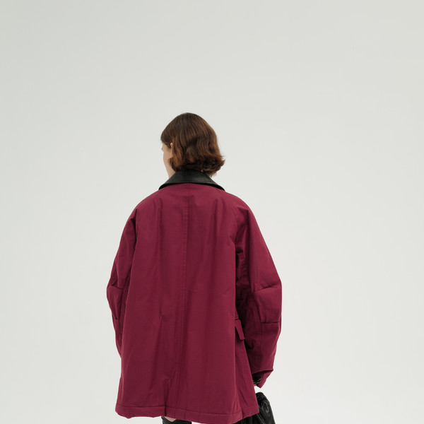 Coated cotton work jacket (wine / brown / black) : MONOHA