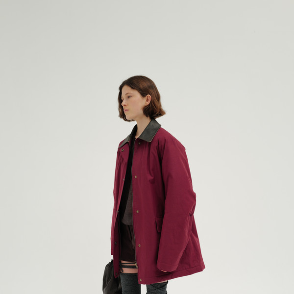 Coated cotton work jacket (wine / brown / black) : MONOHA