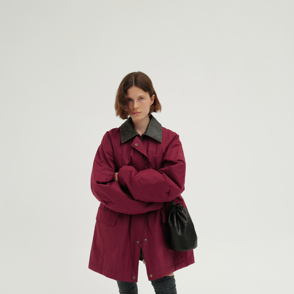 Coated cotton work jacket (wine / brown / black) : MONOHA