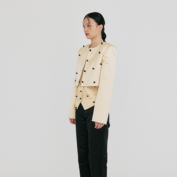 【EENK】送料/関税込 24FW ZROEL Flower Cropped Jacket ZROEL Flower Cropped Jacket - Yellow : EENK