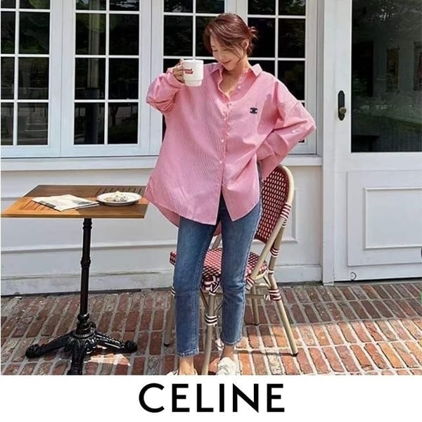 CELINE 셀린느 스트라이프 오버롱셔츠