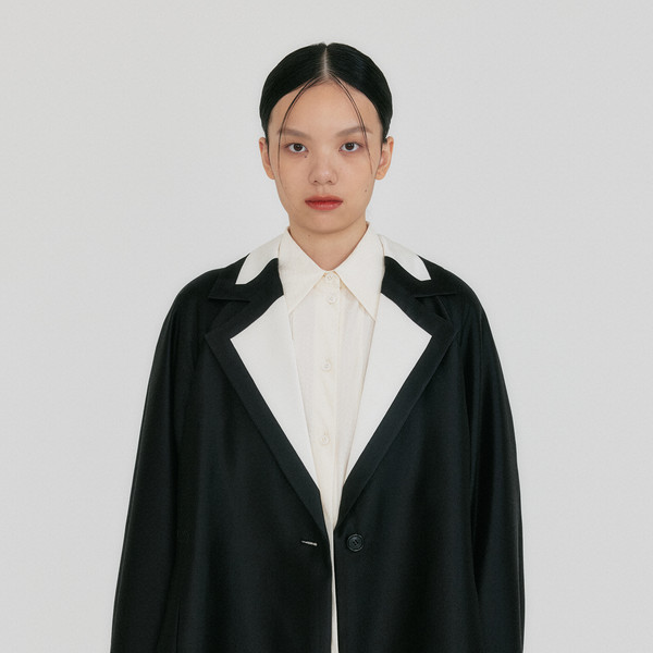 ZENIA Unbalanced Long Coat - Black : EENK SHOP