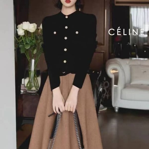 CELINE 셀린느 베이직 니트배색원피스