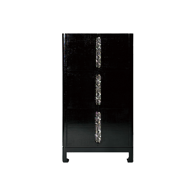 Butterfly & Arabesque Hemp Cabinet 3-level (ink black)