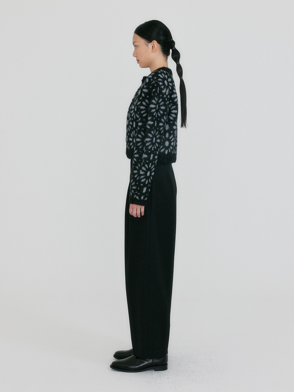ZOTA Flower Jacquard Knit Cardigan - Black : EENK SHOP ZOTA Flower Jacquard Knit Cardigan - Black : EENK SHOP