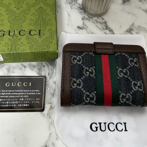 GUCCI 구찌 오디피아 GG 데님 버튼 반지갑