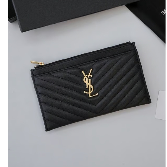 SAINT LAURENT 생로랑 YSL 그랑 드 뿌드르 퀄팅 레더 지퍼 파우치