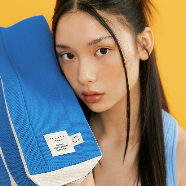 2Way Shopper Bag Blue Stripe : PLEATSMAMA: Sustainable Knit