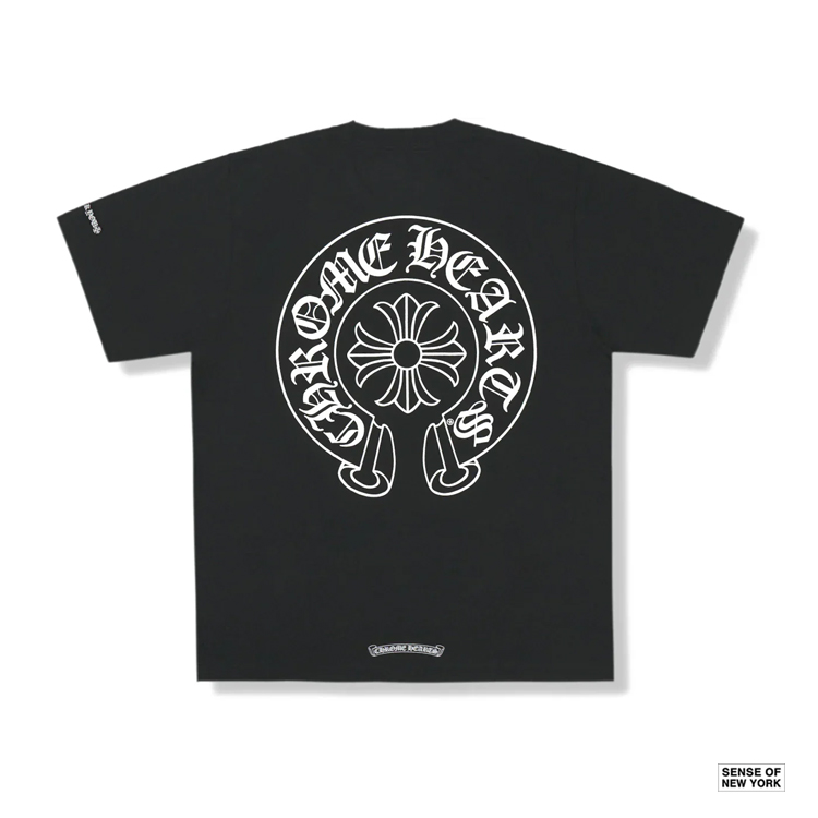 Chrome Hearts☆ホルスシューロゴ ポケットラウンド半袖 Tシャツ クロムハーツホルスシューロゴポケット半袖Tシャツブラック