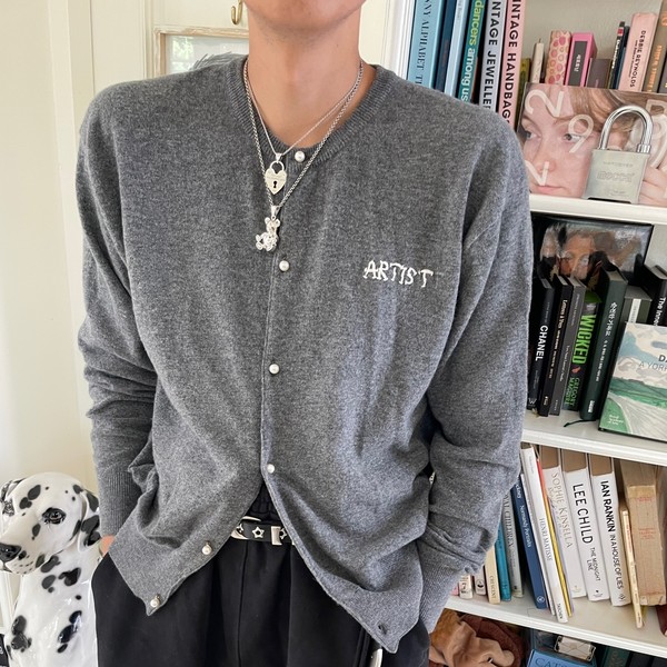 トップス Artist komplex PEARL ROUND CARDIGAN 아티스트컴플렉스 아티스트 진주 라운드 가디건 블랙 | ARTIST