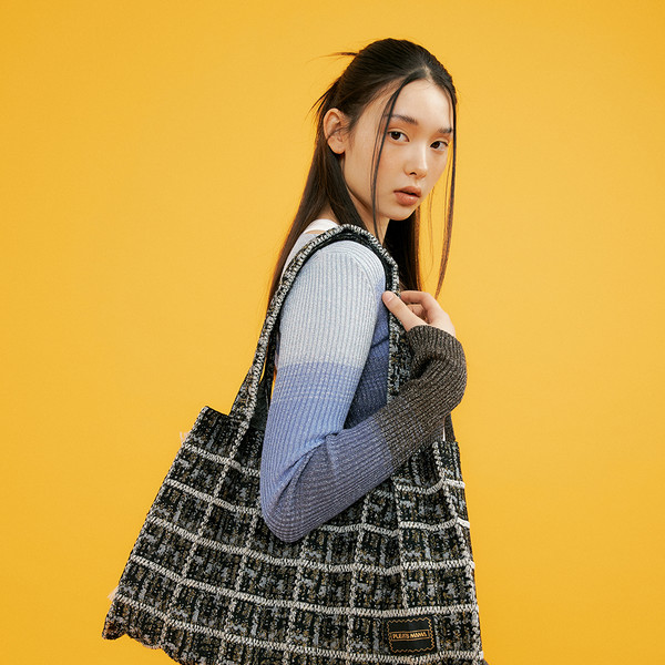 PLEATS MAMA ♥ Tweed shopper bag /追跡付 TWEED SHOPPER BAG LIME : PLEATSMAMA: Sustainable Knit Pleats Bag