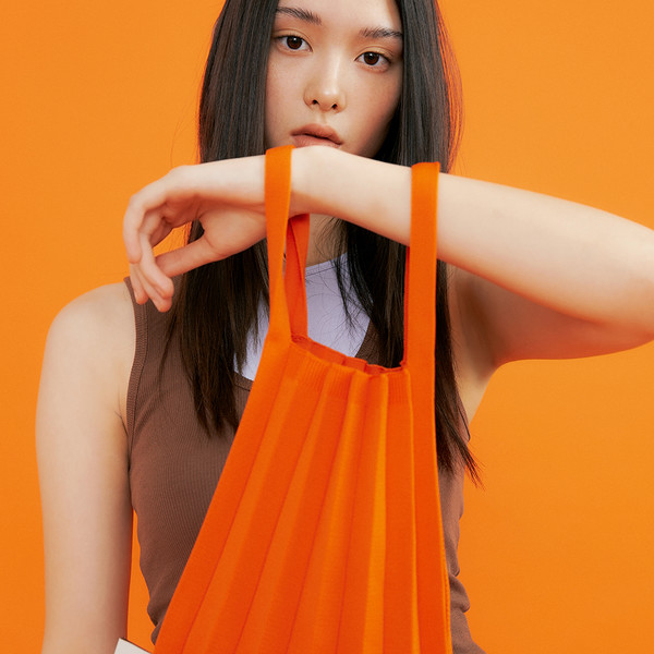 MiniToteBag Orange : PLEATSMAMA: Sustainable Knit Pleats Bag