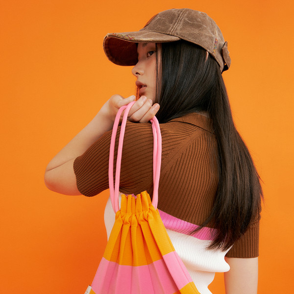 Handle Bubble Bag Orange : PLEATSMAMA: Sustainable Knit
