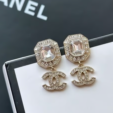 CHANEL 샤넬 스톤 사각 이어링
