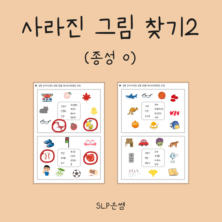 사라진 그림 찾기2(종성ㅇ) [SLP은쌤] : 언어더하기