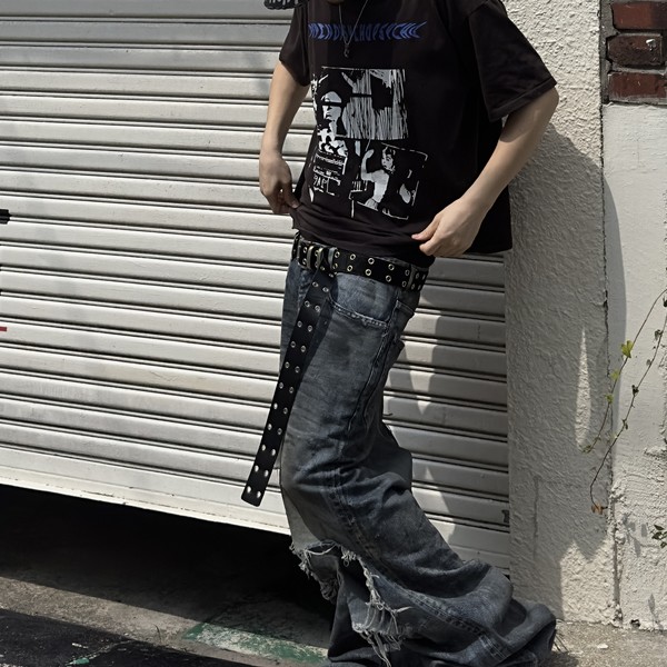 MJD x Kamien Double Hole Belt (Black Shearling Calf Skin) : MJD