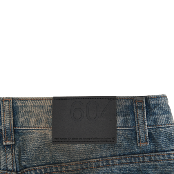 【604SERVICE】BEADED DISTRESSED JEANS 604SERVICE Beaded Distressed Jeans - Dirty Indigo