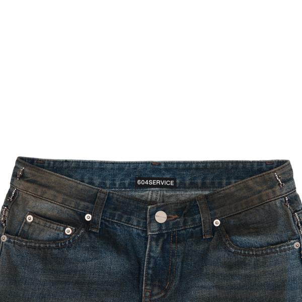 【604SERVICE】24fw BEADED DISTRESSED JEANS デニム BEADED DISTRESSED JEANS : 604SERVICE