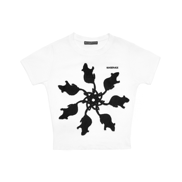 FURRY RAT SLIM T SHIRT IN WHITE : 604SERVICE