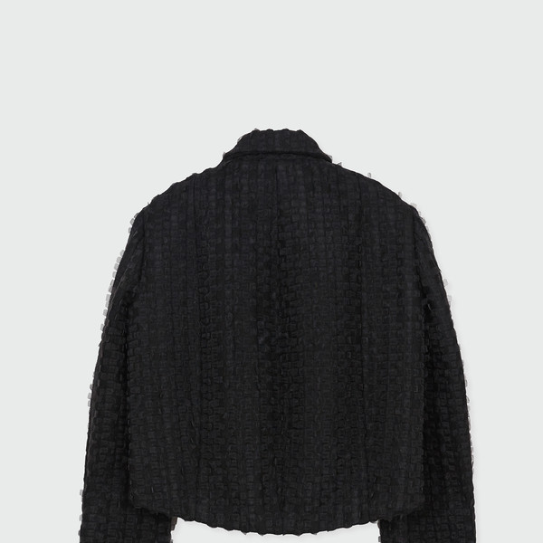 インク EENK ZEMM COCCON VOLUME LEATHER JACKET BLACK ZEMM Coccon Volume Leather Jacket wih Fur Collar - Black