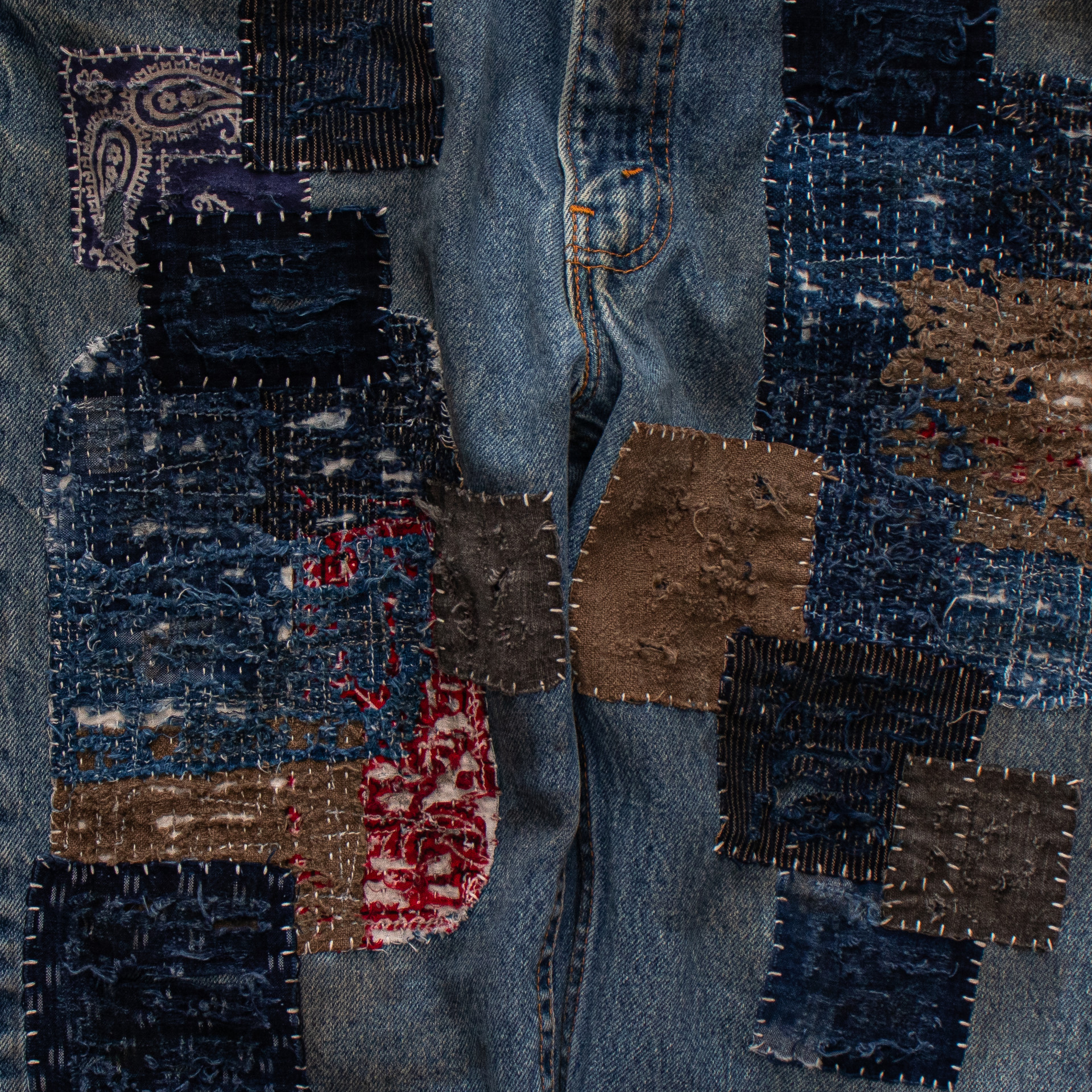 NO.181 DISTRESSED PATCHWORK JEANS : twostandard