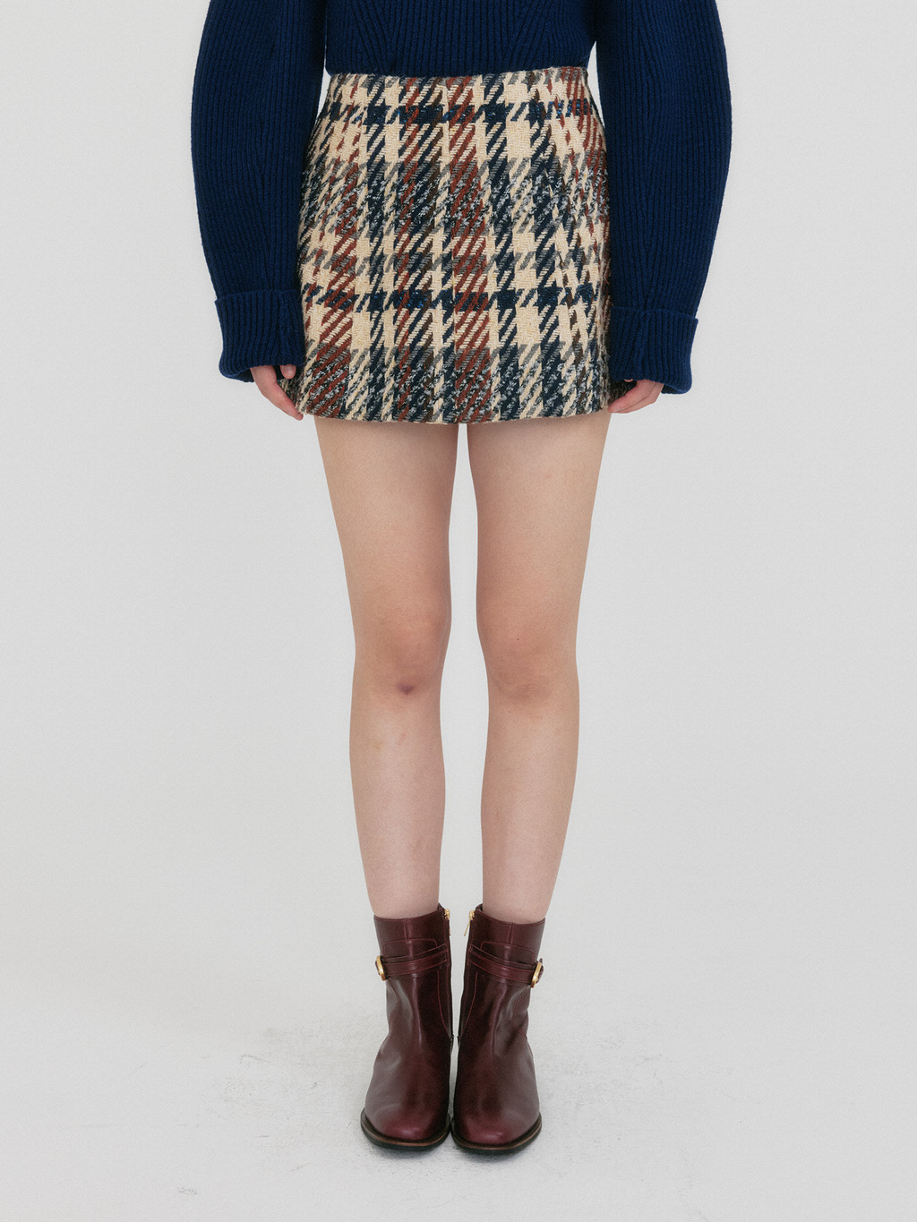 ZOII A-line Mini Skirt - Beige/Black : EENK