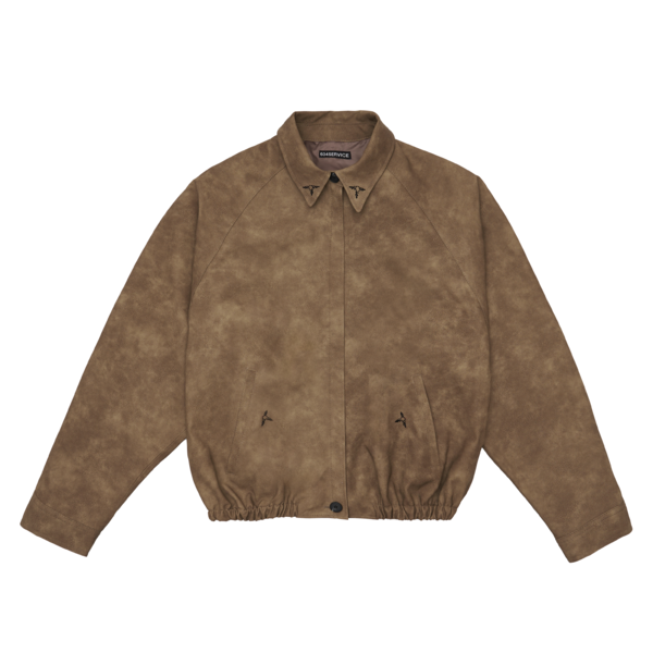 【604SERVICE】EMBROIDERED LEATHER JACKET IN BLACK Embroidered Leather Jacket in Brown – L'Oeuvre