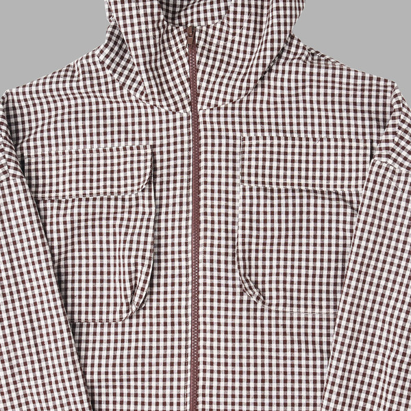 【THE MUSEUM VISITOR】FABRIC MIX BROWN CHECK JACKET /追跡付 FABRIC MIX BROWN CHECK JACKET : THE MUSEUM VISITOR