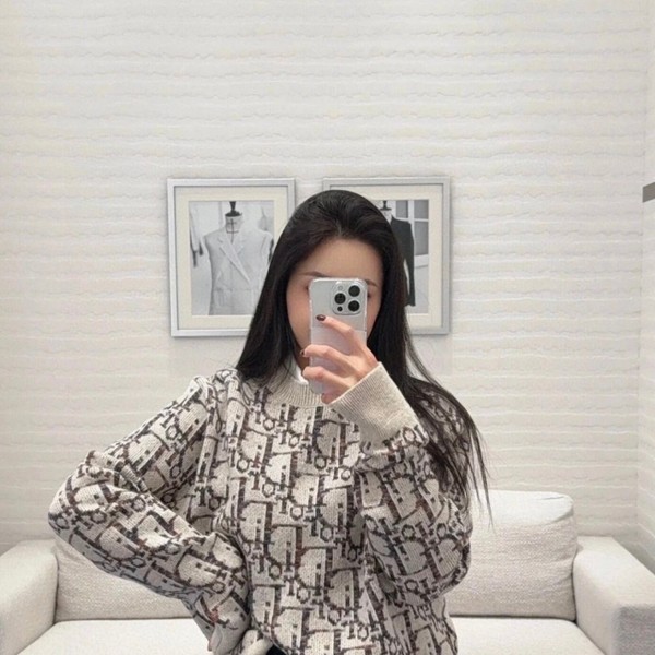 DIOR 디올 오블리크 스웨터 베이지 브라운 울 자카드 ▶매장-240만원◀ 미러급 1:1제작품