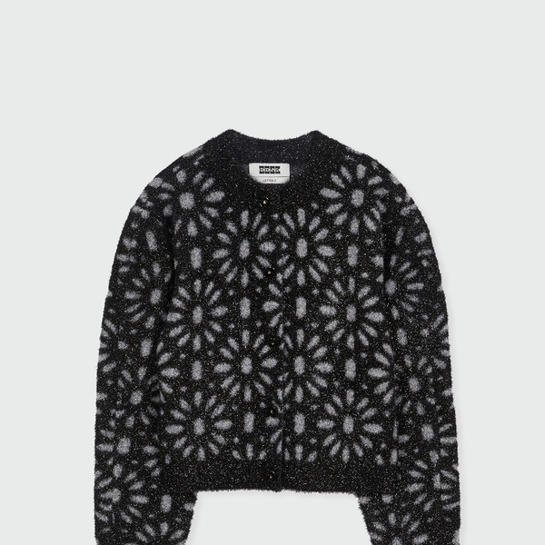 ZOTA Flower Jacquard Knit Cardigan - Black : EENK SHOP ZOTA Flower Jacquard Knit Cardigan - Black : EENK SHOP