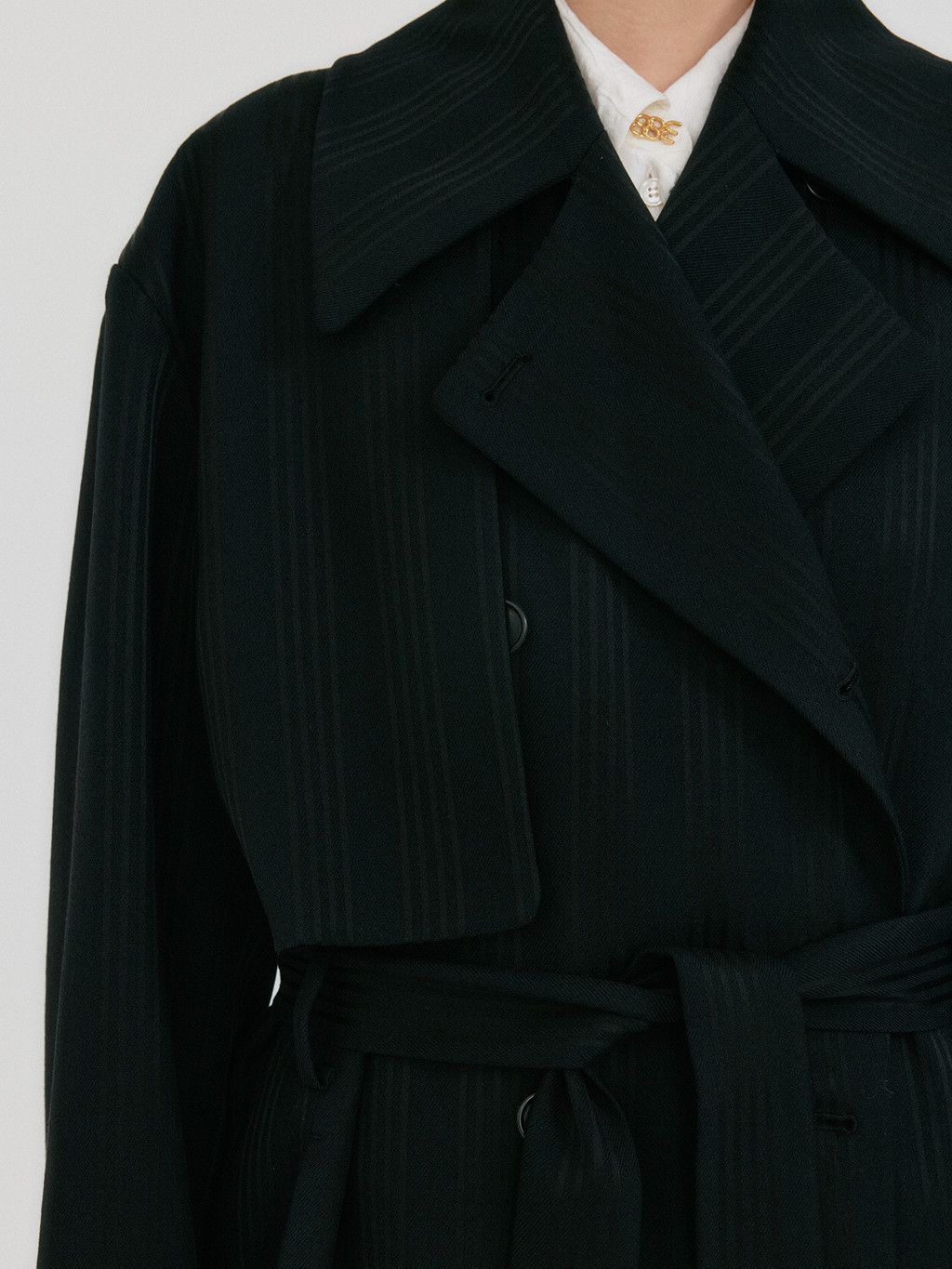 ZEIDIA Oversized Belted Trench Coat - Black : EENK