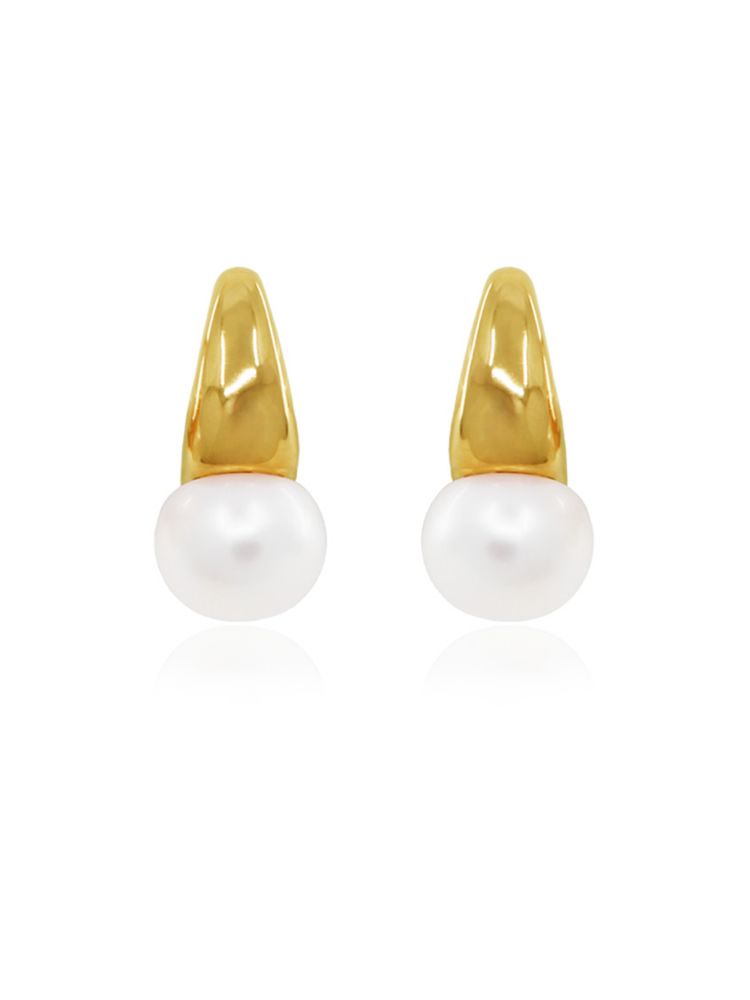 Waterdrop freshwater pearl point silver earrings : 루키스타 드엣지