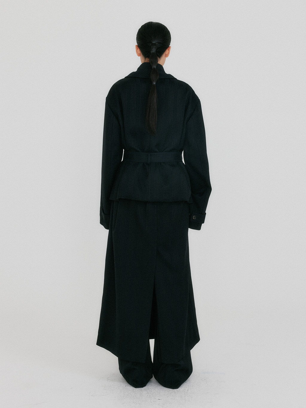 ZEIDIA Oversized Belted Trench Coat - Black : EENK