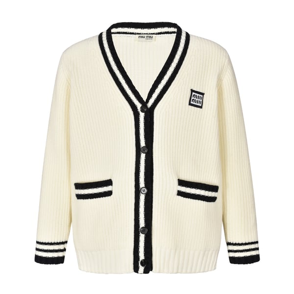 MIUMIU 미우미우 24SS 로고 배색 스웨터 가디건  ▶매장-500만원◀
