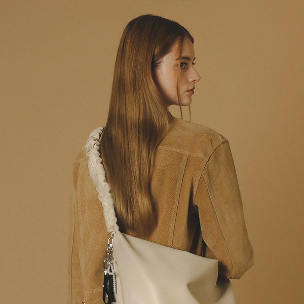 ◆masmarulez◆ Leather 2way shirring hobo bag Beige gray 50 Leather 2way shirring hobo bag _ Beige gray : Masmarulez
