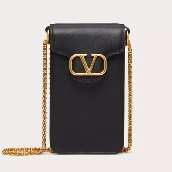 VALENTINO 발렌티노 로코 송아지 가죽 체인 폰 케이스