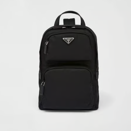 PRADA 프라다 블랙 리나일론 및 사피아노 가죽 백팩