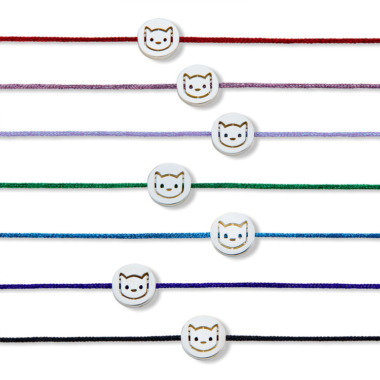 SUEL☆Kitty String Bracelet Kitty Coin Cord Bracelet (metallic violet) : SUEL